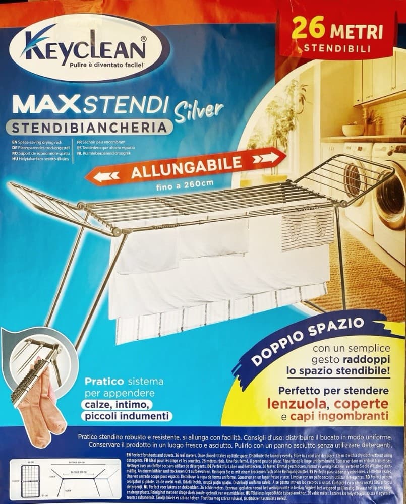 Stendibiancheria allungabile bianco Keyclean fino a 26 metri di stenditura in offerta da Iper La grande i