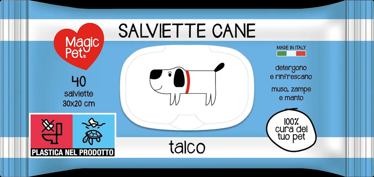 Magic Pet salviette detergenti al talco per animali, 40 pezzi – Dm
