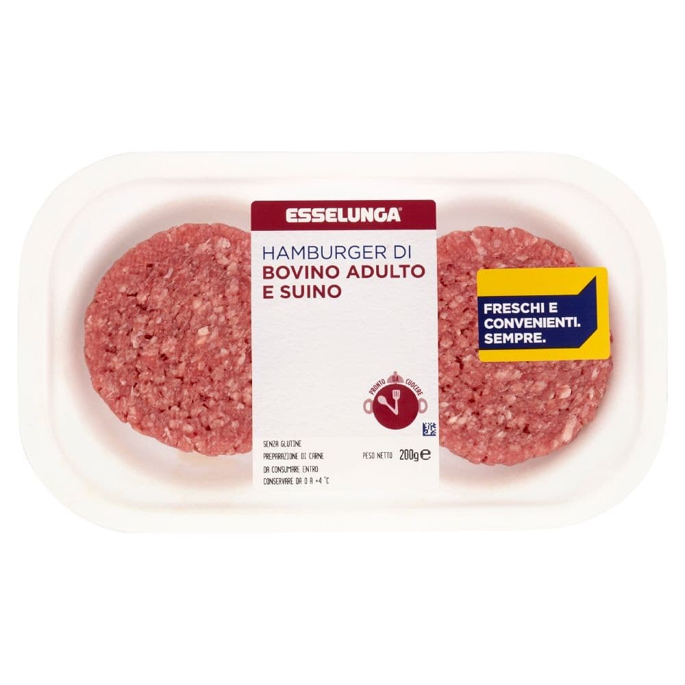 Esselunga Hamburger di bovino adulto e suino, 2x100 g – Esselunga