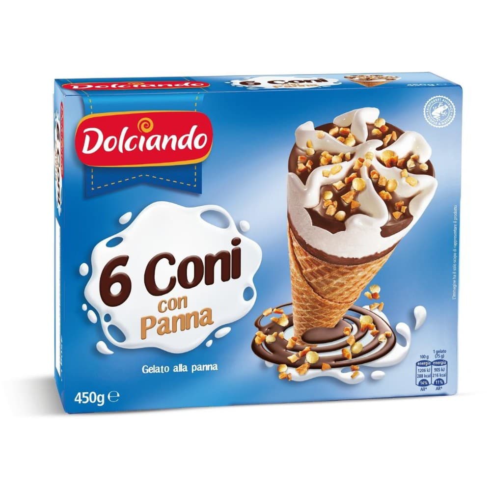 Coni gelato gusti assortiti, 6 pz (450 g) Dolciando – Eurospin