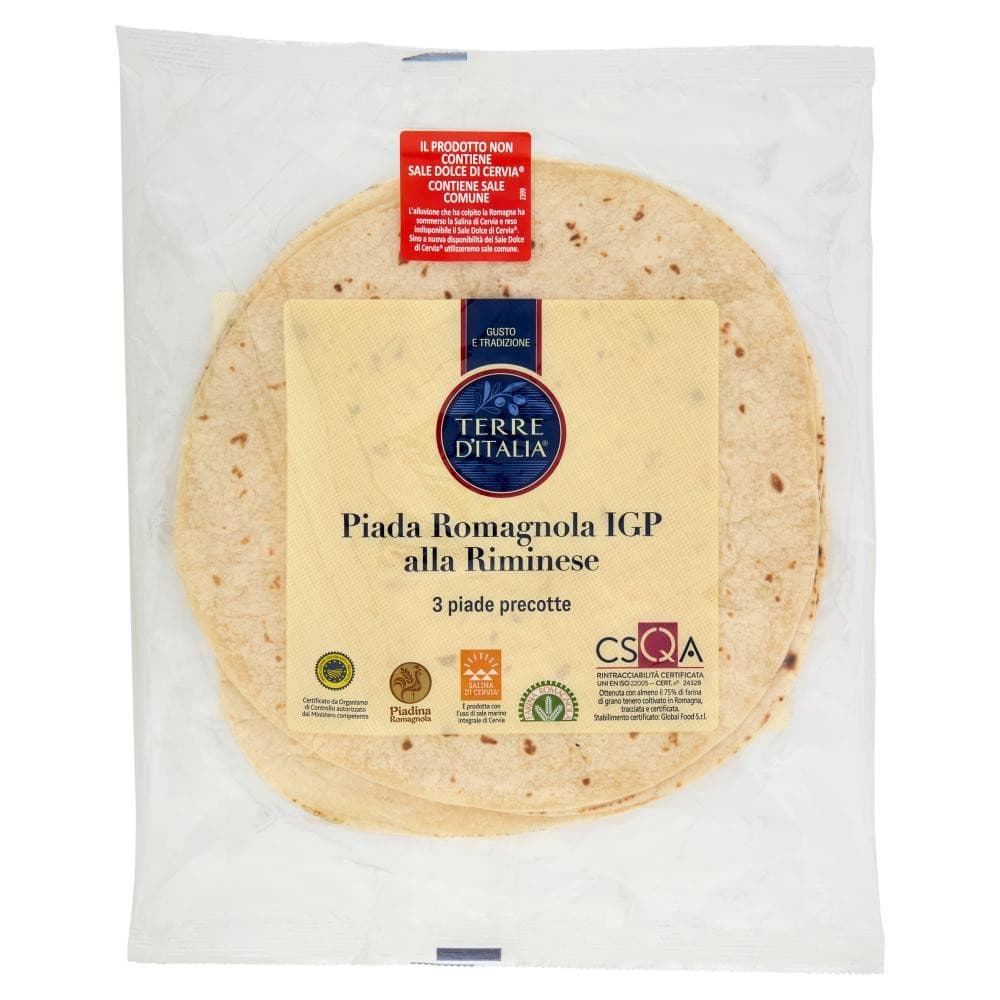 Piada fresca romagnola IGP alla riminese Terre d'Italia, 360 g – Carrefour
