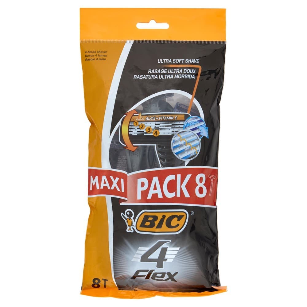 Rasoi uomo usa e getta 4 Flex Bic, conf. da 8 – Bennet