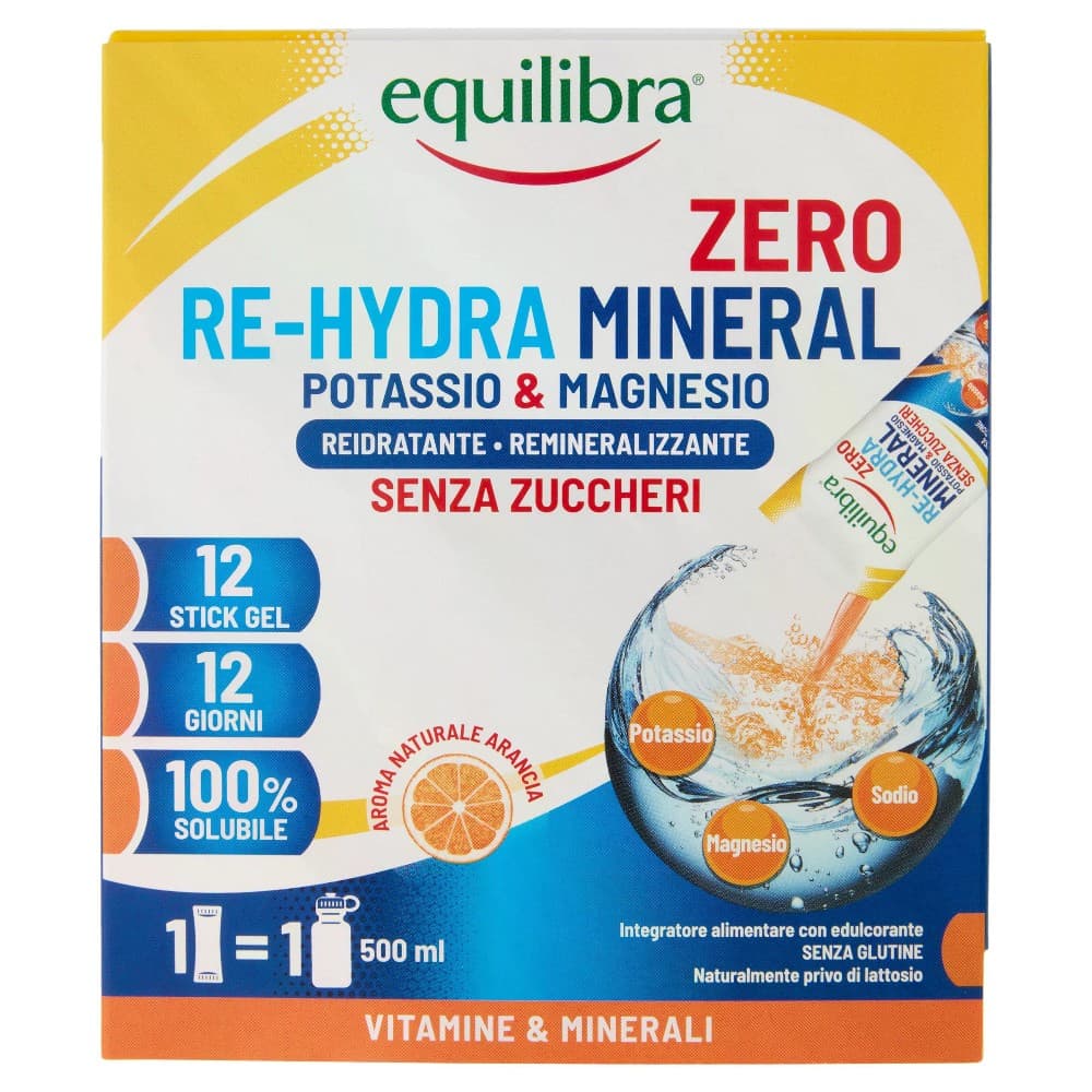 equilibra Re-Hydra integratore alimentare di sali minerali reidratante in stick 12 pezzi in offerta da Dm