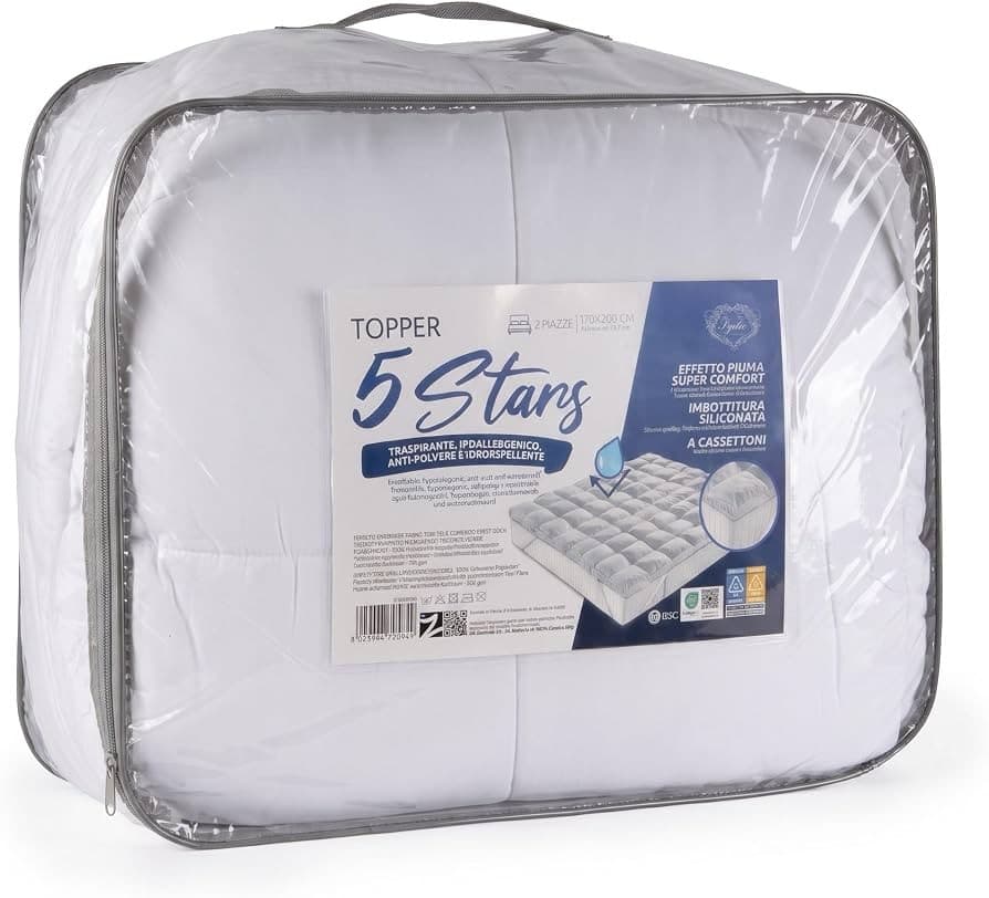 Topper con 4 elastici agli angoli 5 Stars, 2 piazze, cm 170x200 – Bennet