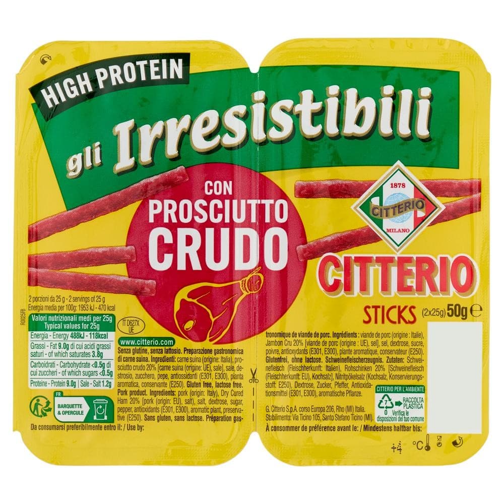 Sticks gli Irresistibili Prosciutto Crudo, Salame o BBQ, 25 g x2, 30 g x2 Citterio – Iper La grande i