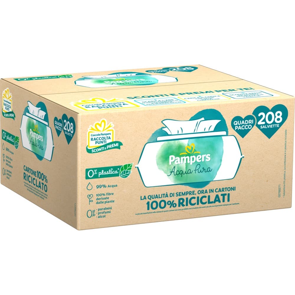Salviette Pampers Acqua Pura, 208 pezzi – Il Gigante
