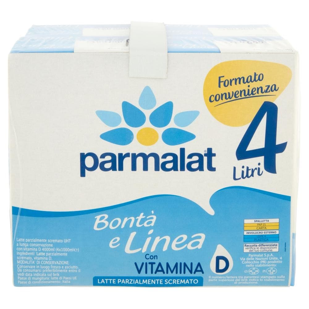 Parmalat Bontà e Linea latte parzialmente scremato UHT, 4x 1 l – Lidl