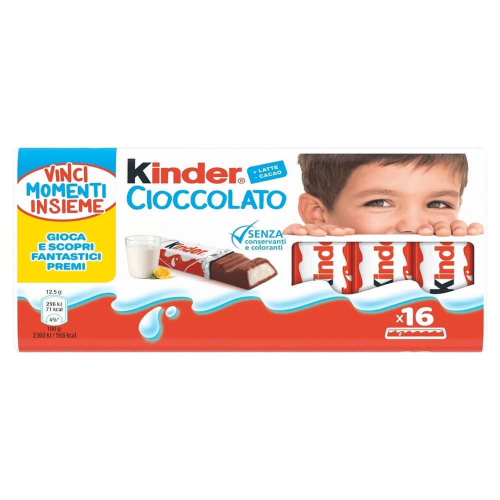 Barrette di cioccolato Kinder, conf. da 16 pz, 200 g – Penny