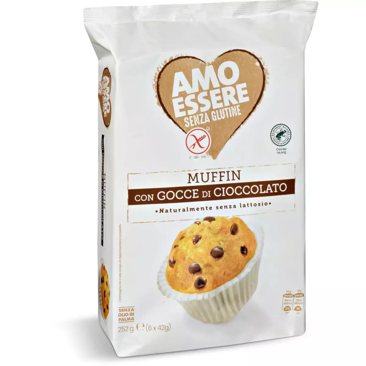 Amo Essere Senza Glutine Muffin con gocce di cioccolato, 252 g – Eurospin