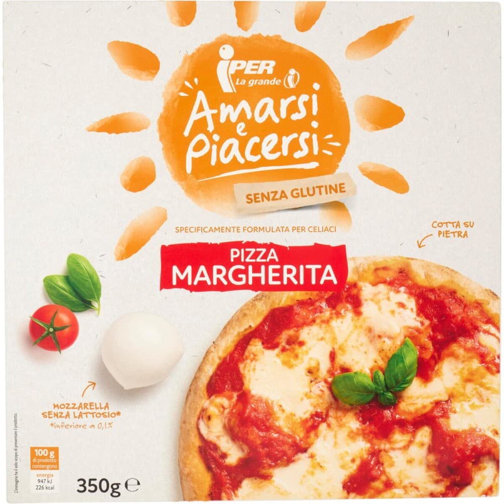 Pizza Margherita o con verdure senza lattosio e senza glutine, 350 g / 380 g Amarsi è Piacersi – Iper La grande i
