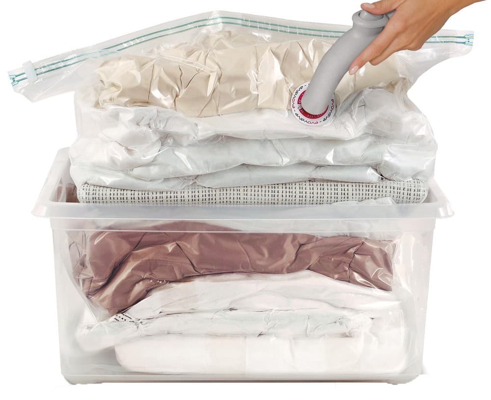 Contenitore trasparente con sacco sottovuoto Domoliving, cm 59x39x27,5 – Bennet