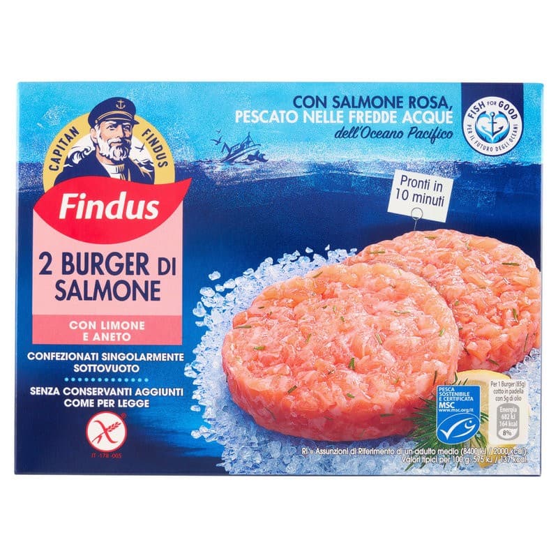 Burger di salmone surgelati Capitan Findus, 170 g – Bennet