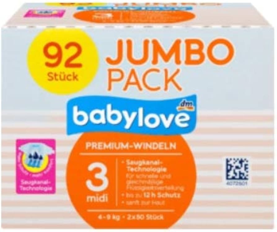 Babylove pannolini premium, conf. 60-92 pezzi – Dm