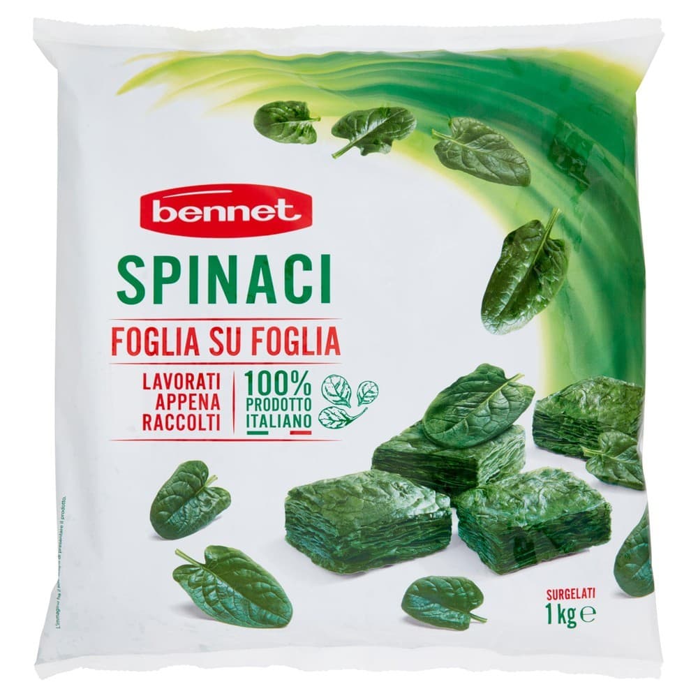 Spinaci foglia su foglia surgelati, 1 kg Bennet – Bennet