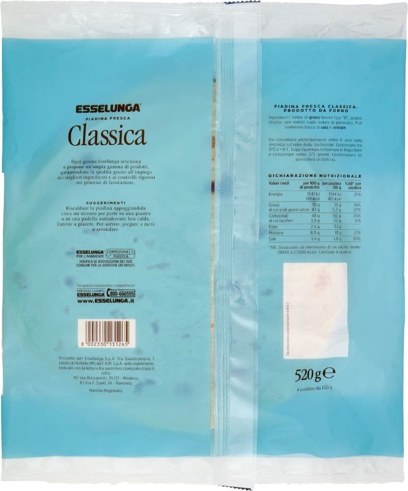 Piadina fresca classica Esselunga, 520 g – Esselunga