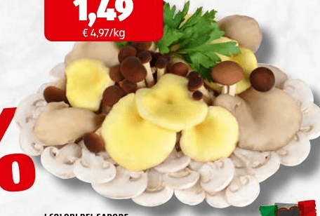 Poker di funghi tagliati, 300 g I Colori del Sapore – ALDI