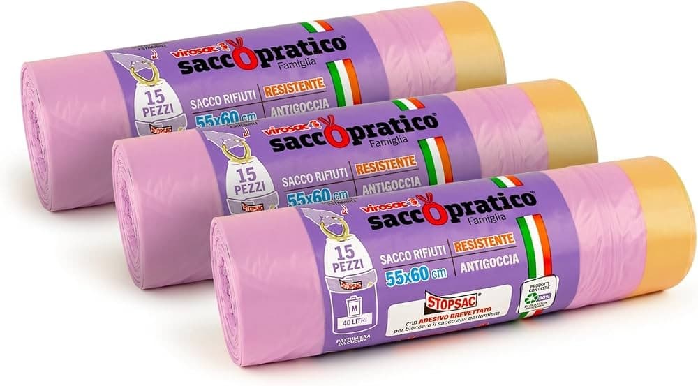 Sacchi rifiuti colorati quantità e dimensioni assortite o Spazzola adesiva per tessuti Virosac – Iper La grande i