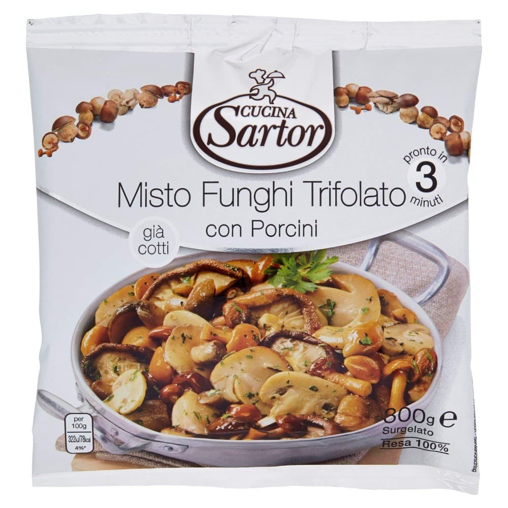 Misto funghi trifolato con porcini surgelato, 300 g – Bennet