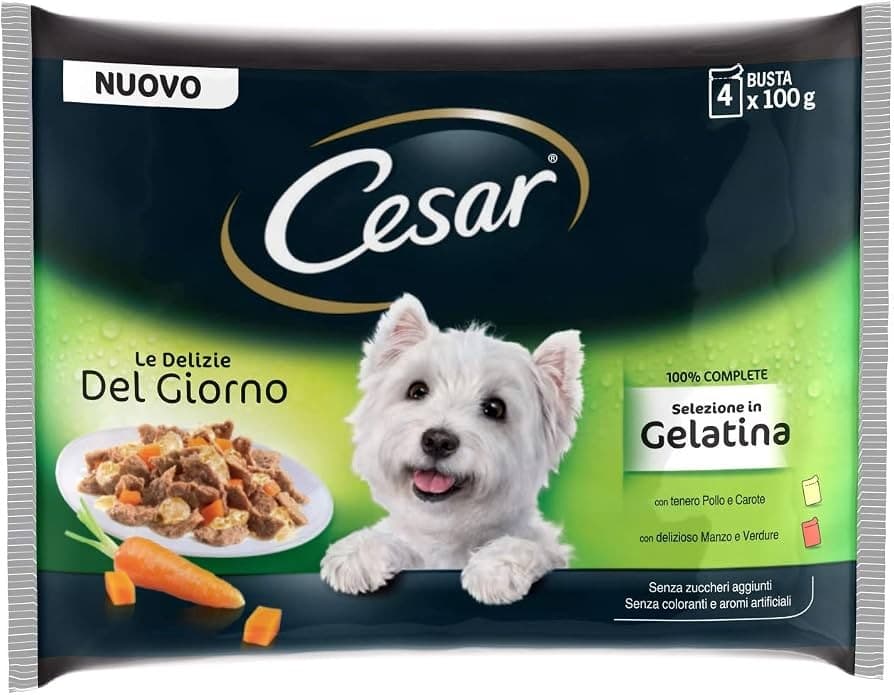 Bocconcini per cani in salsa o gelatina Cesar, 4 x 100 g – Panorama
