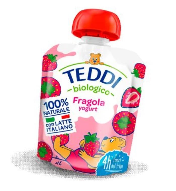 Yogurt da bere pouches biologico fragola o banana, 85 g x4 Teddi – Iper La grande i