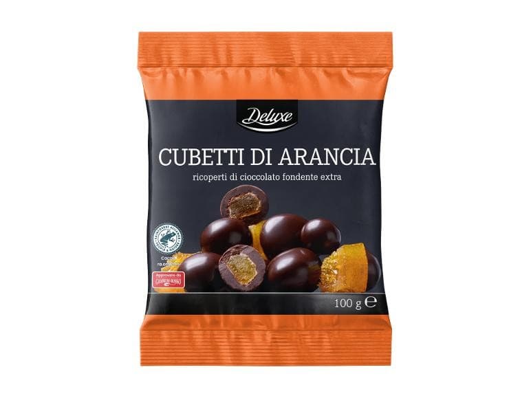 Frutta ricoperta di cioccolato fondente extra, 100 g Deluxe – Lidl