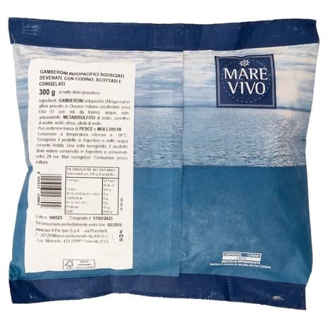 Marevivo Gamberoni Indopacifici sgusciati, devenati scottati e congelati, 300 g – Iper La grande i
