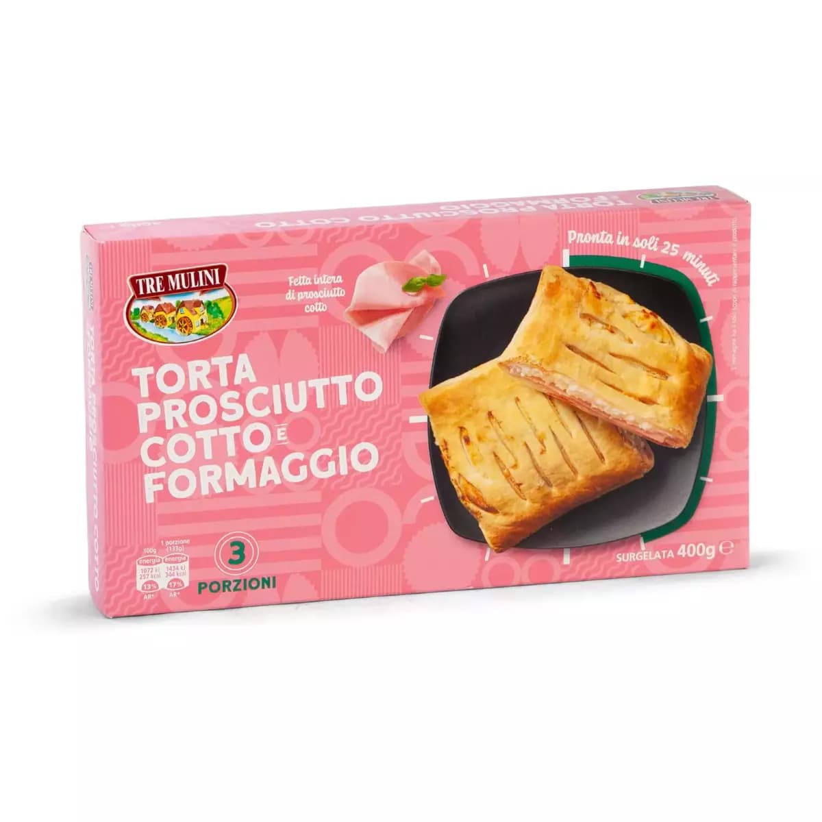 Torta salata prosciutto cotto e formaggio, 400 g – Eurospin
