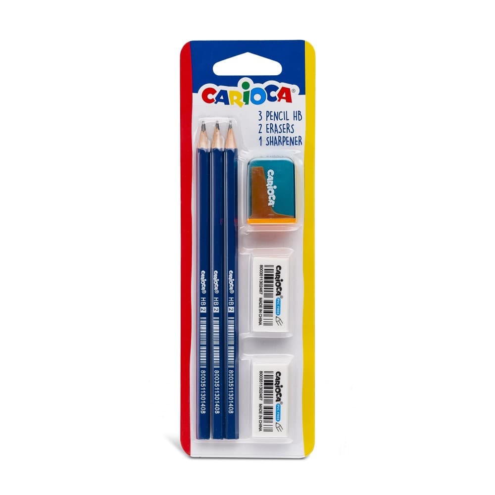 Blister con matite, gomme e temperino 6 pezzi CARIOCA in offerta da MD