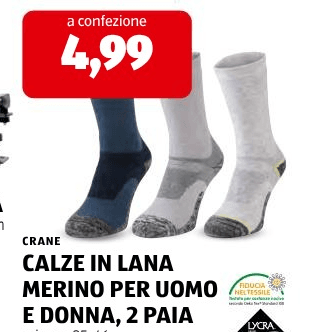 Crane calze in lana merino per uomo e donna, 2 paia – ALDI