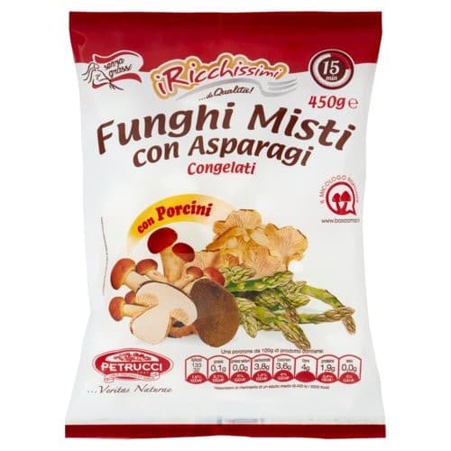Ricchissimo misto funghi porcini e asparagi/porcini e speck, g 450 – MD