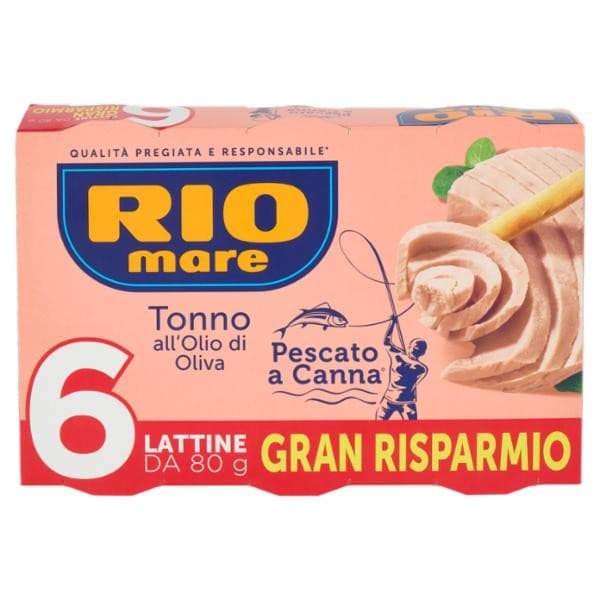 Tonno in olio di oliva pescato a canna, 80 g x6 Rio Mare – Iper La grande i