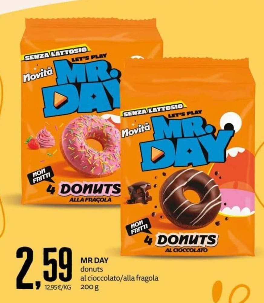 Donuts al cioccolato o alla fragola Mr. Day, conf. da 4, g 200 – Bennet