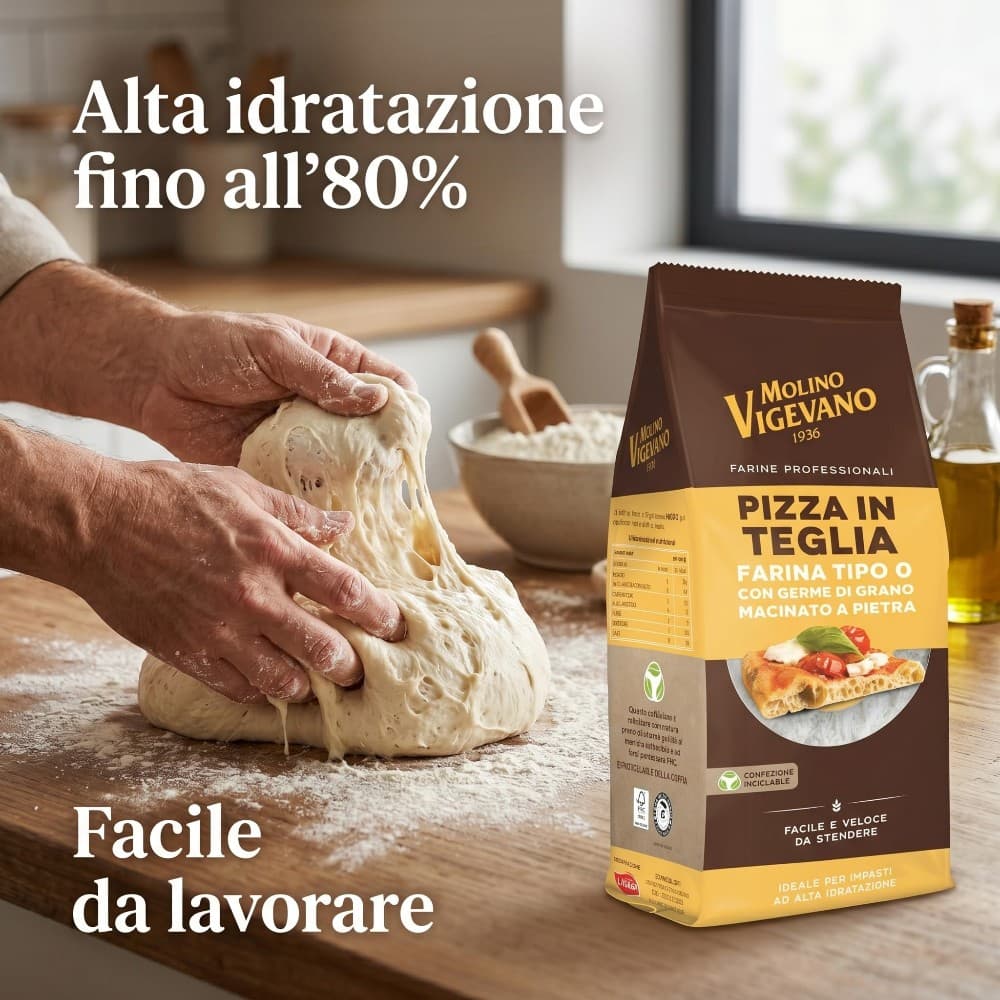 Molino Vigevano farina tipo 0 con germe di grano macinato a pietra, 500 g – Panorama