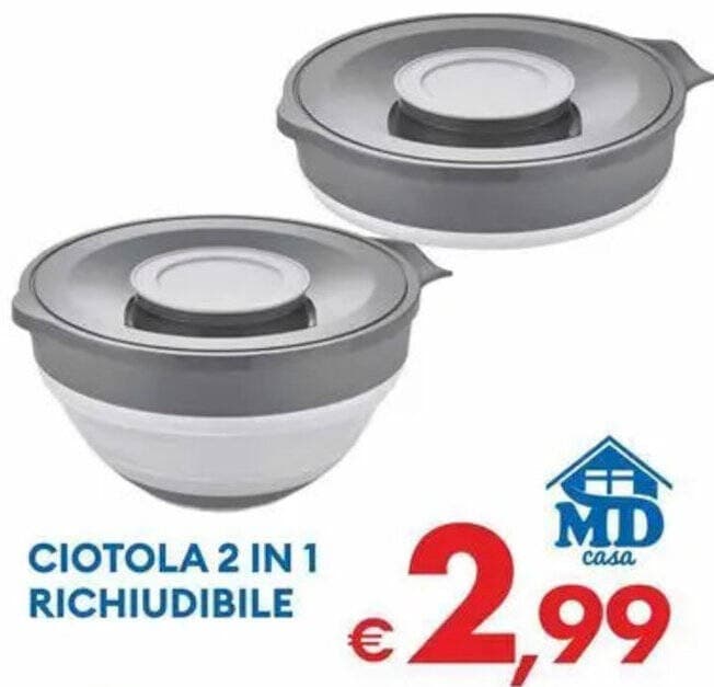 Ciotola 2 in 1 richiudibile MD Casa in offerta da MD