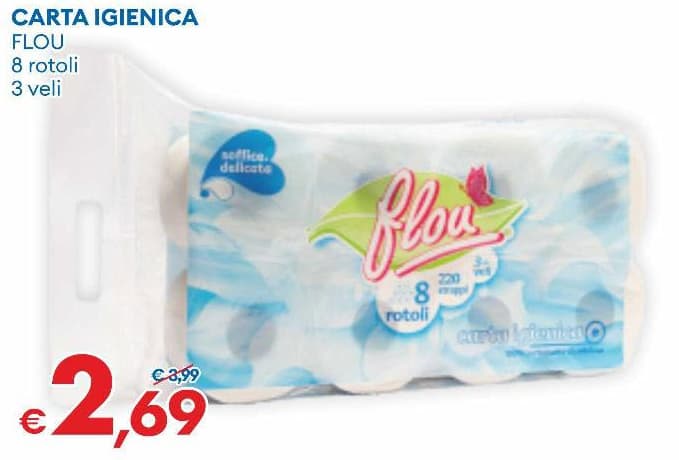 Carta igienica Flou, 8 rotoli – MD