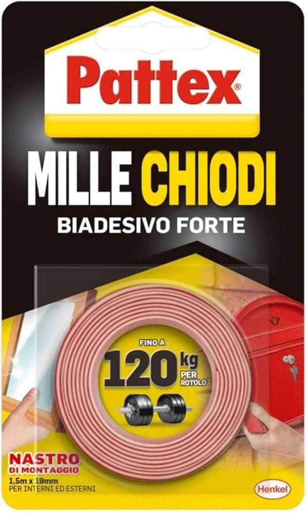 Millechiodi Nastro Biadesivo Pattex, 19 mm x 1,5 m – Bennet