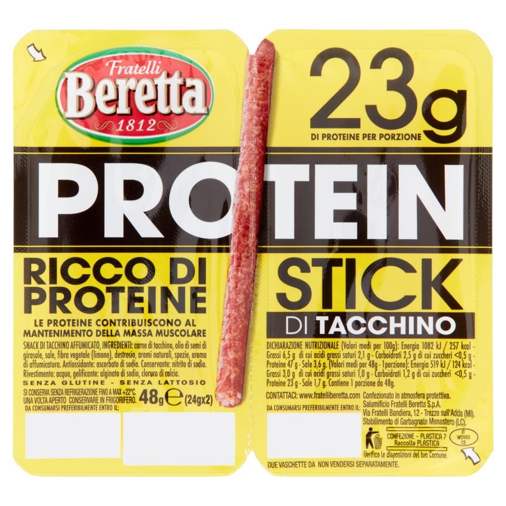 Stick di tacchino, bovino o suino ricchi di proteine, 24 g x2 / 26 g x2 FRATELLI BERETTA – Iper La grande i