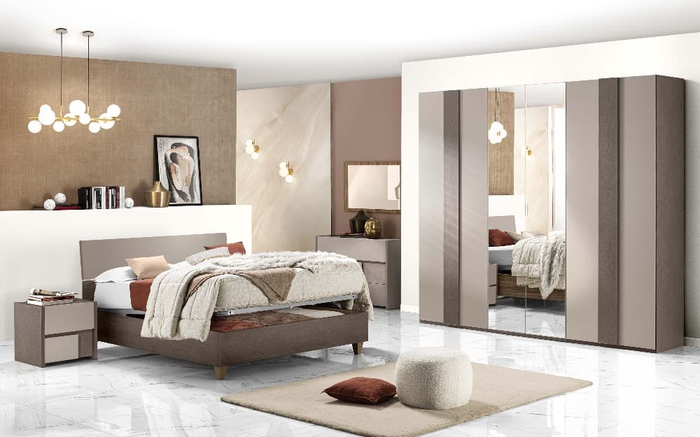 Camera 6 ante con letto Sky con contenitore e piedini Vela – Mondo Convenienza