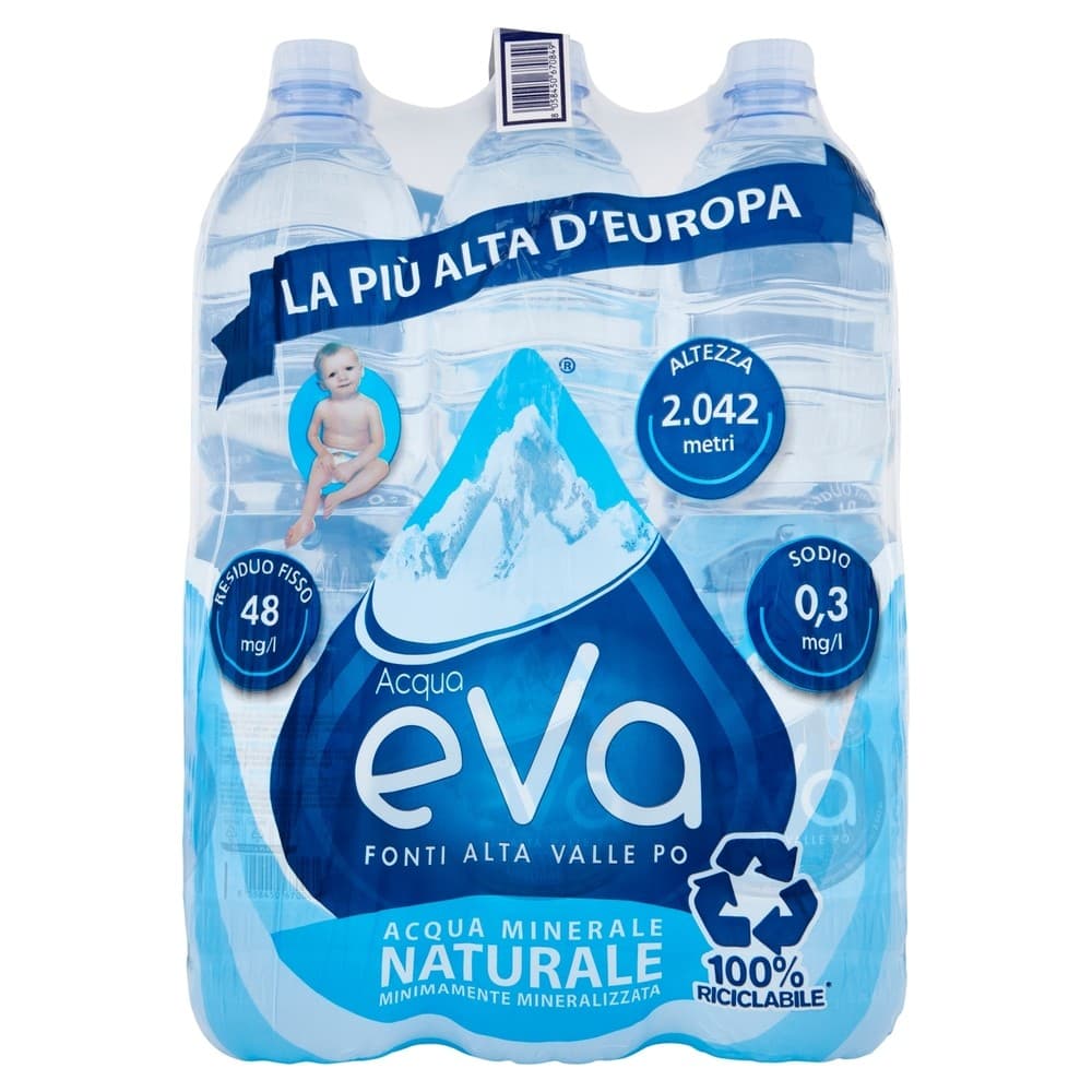Acqua minerale naturale o frizzante, 1,5 l x6 Eva – Iper La grande i