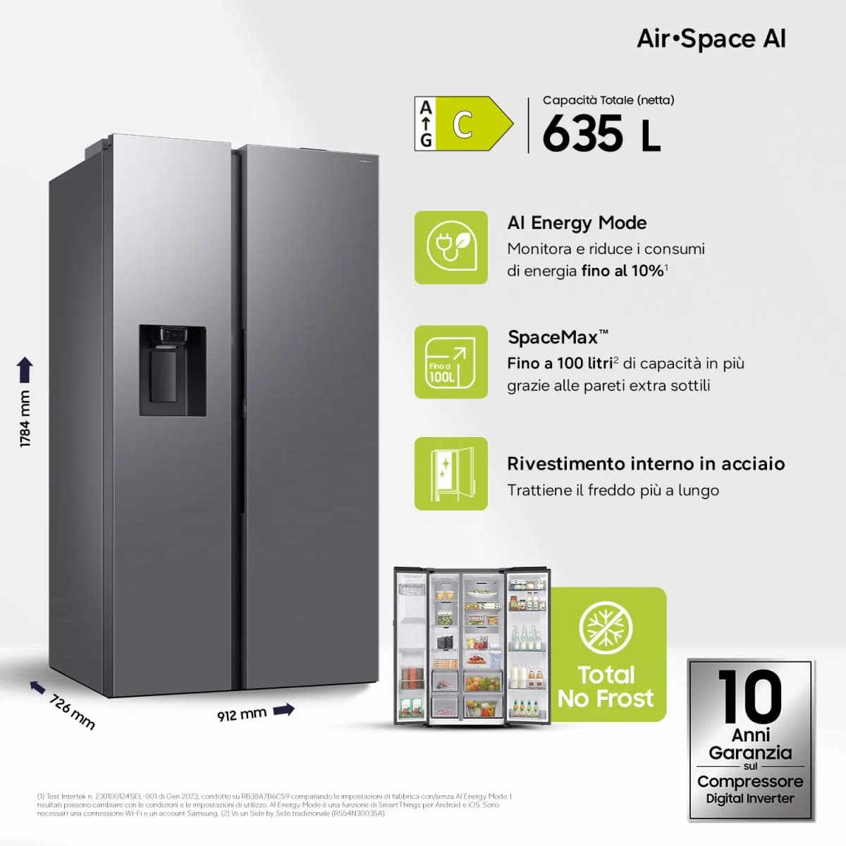 Frigorifero Side by Side Air•Space AI RS80F67KCTEF, 634 L Samsung – Euronics