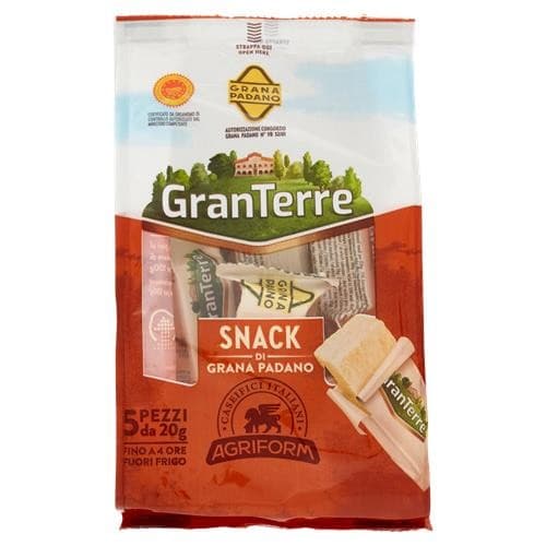 Snack Grana Padano D.O.P., 5 x 20 g Agriform Granterre – Coop