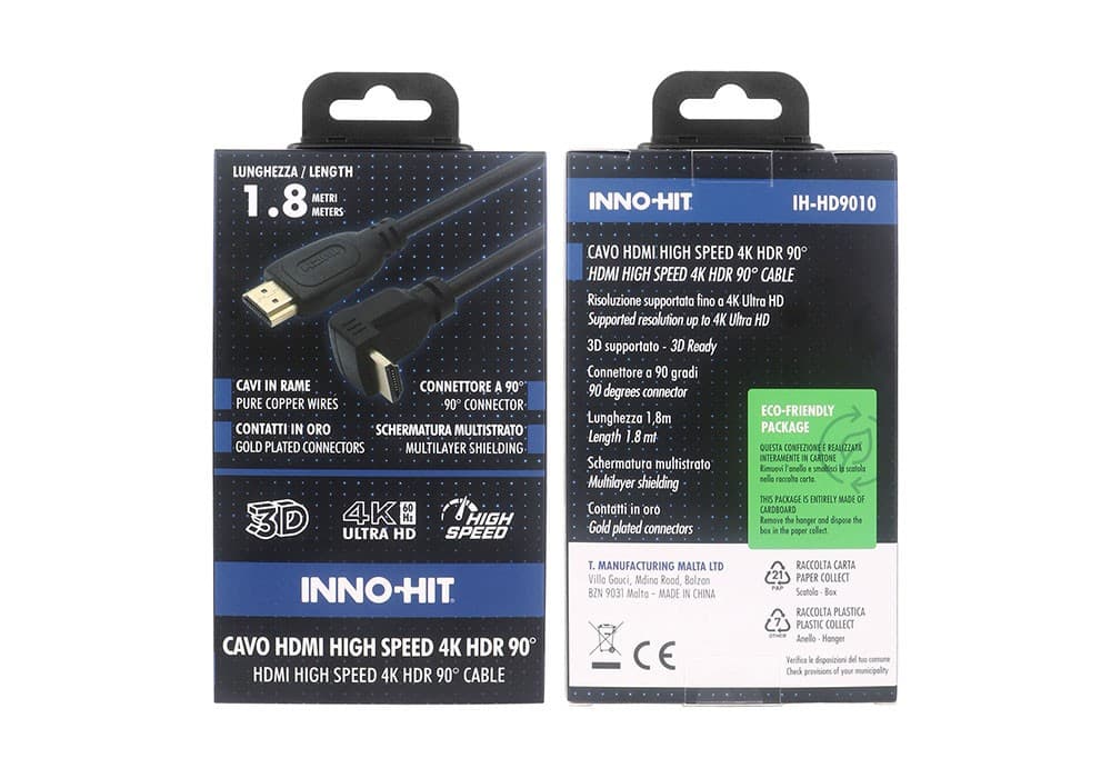 Cavo HDMI Inno-Hit 4K HDR High Speed 1,8 metri in offerta da Il Gigante