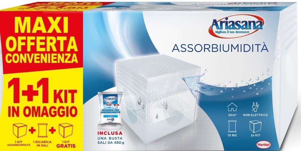 Kit mini assorbiumidità + ricarica sali inodore, 450 g Ariasana – Bennet