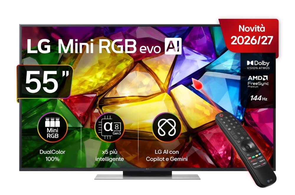 LG Smart TV 4K Mini RGB Evo 55MRG8B7B 55" in offerta da Unieuro