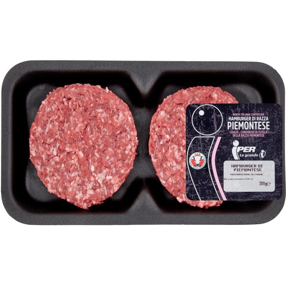 Hamburger di bovino adulto di razza Piemontese, 300 g – Iper La grande i