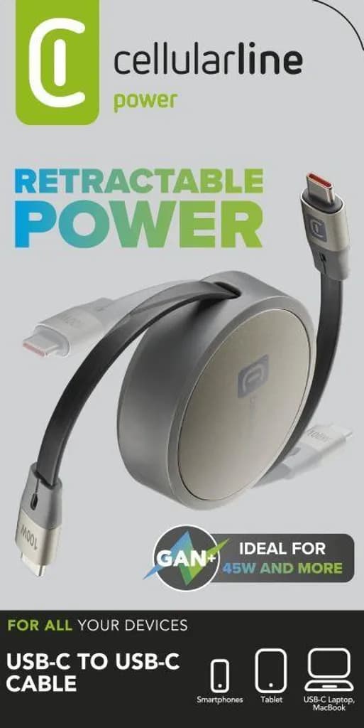 Cellularline cavo USB-C/USB-C retraibile e fino a 100W, 3x2 – Unieuro