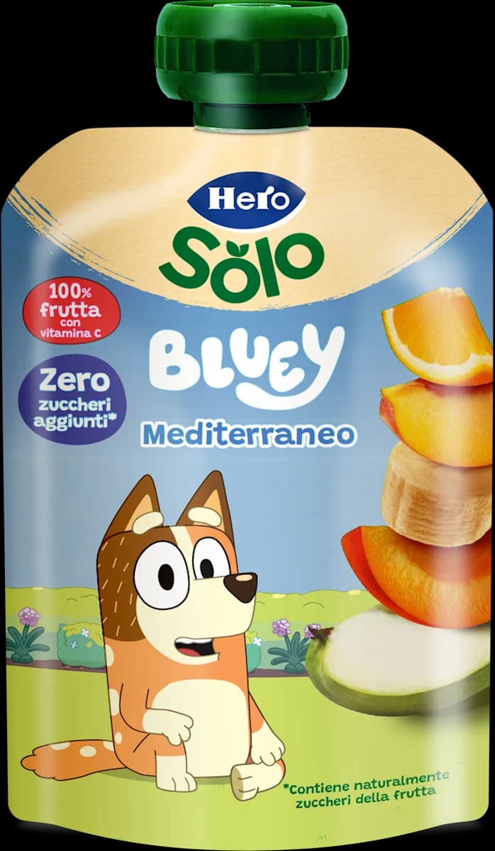 Hero Solo Bluey pouch di frutta, 100 g – Dm