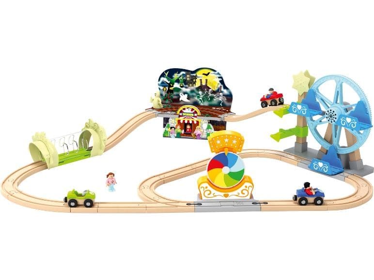 LUPILU Pista in legno luna park o cantiere, 34 pezzi – Lidl