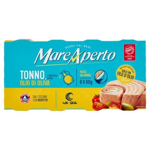 Tonno con solo un filo d'olio d'oliva 60 g x8 Mare Aperto in offerta da Iper La grande i