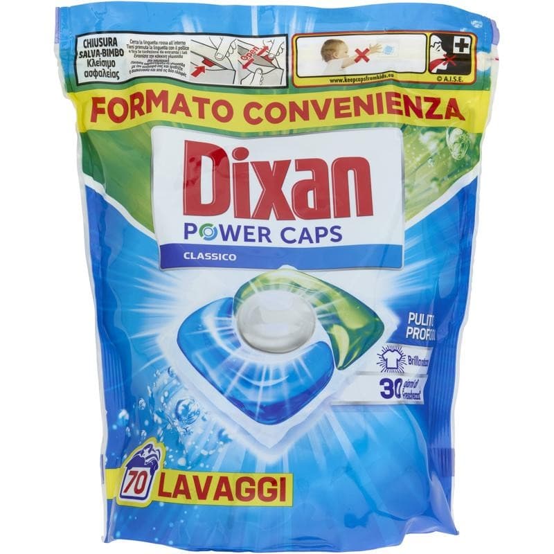 Detersivo predosato per lavatrice Power Caps Dixan, conf. da 70 – Bennet